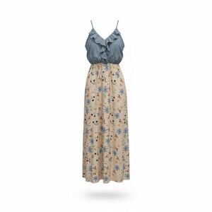 Chicmatchy Blue & Cream Floral Maxi Dress | Size Small | NWOT
